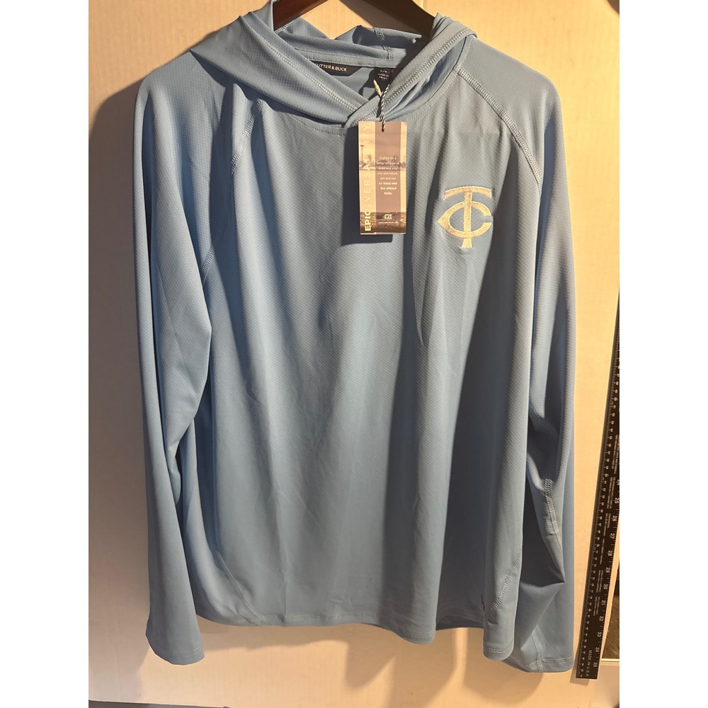 Cutter & Buck Minnesota Twins MLB Epic Versatility Hoodie Light Blue Mens L NEW
